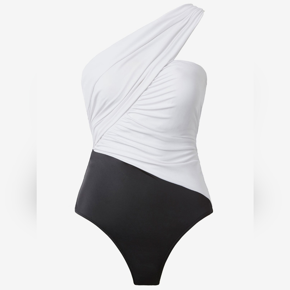 MAGICSUIT Goddess One-Piece Swimsuit White  Black Colorblock Size 16